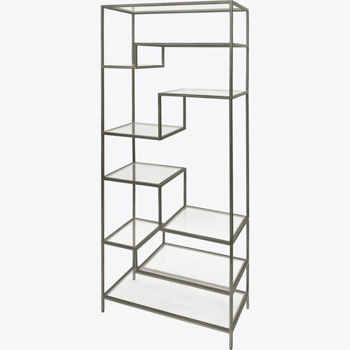 Libra Ullswater Iron Shelving Unit Metallic Black Nickel Finish with Glass Shelves