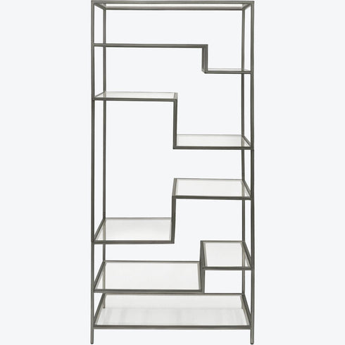 Libra Ullswater Iron Shelving Unit Metallic Black Nickel Finish with Glass Shelves