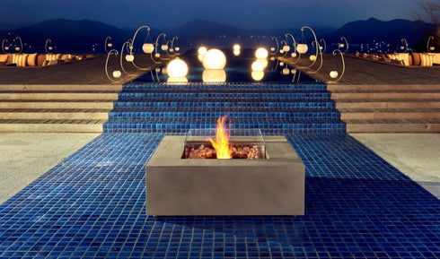 Ecosmart Fire Base 40 Fire Pit Table - Teak Finish / Stainless Steel Burner - ESF.O.BAS.40.TN