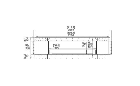 Ecosmart Fire Flex 104DB.BX2 Double Sided Fireplace Insert - Black Finish / Stainless Steel Burner - ESF.FX.104DB.BX2
