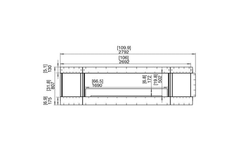 Ecosmart Fire Flex 104LC.BX2 Left Corner Fireplace Insert - Black Finish / Stainless Steel Burner - ESF.FX.104LC.BX2