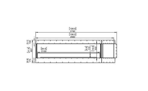 Ecosmart Fire Flex 104LC.BXR Left Corner Fireplace Insert - Black Finish / Stainless Steel Burner - ESF.FX.104LC.BXR