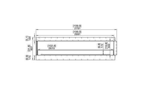 Ecosmart Fire Flex 104LC Left Corner Fireplace Insert - Black Finish / Stainless Steel Burner - ESF.FX.104LC