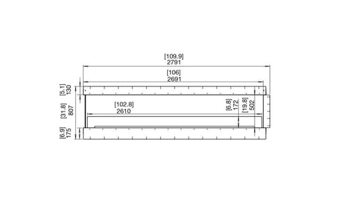 Ecosmart Fire Flex 104PN Peninsula Fireplace Insert - Black Finish / Stainless Steel Burner - ESF.FX.104PN