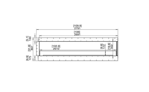 Ecosmart Fire Flex 104RC Right Corner Fireplace Insert - Black Finish / Stainless Steel Burner - ESF.FX.104RC