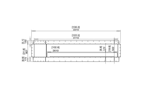 Ecosmart Fire Flex 122DB.BX1 Double Sided Fireplace Insert - Black Finish / Black Burner - ESF.FX.122DB.BX1.B