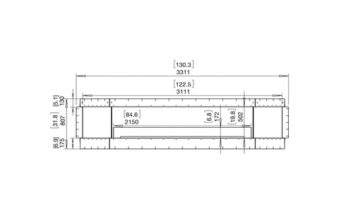 Ecosmart Fire Flex 122PN.BX2 Peninsula Fireplace Insert - Black Finish / Black Burner - ESF.FX.122PN.BX2.B