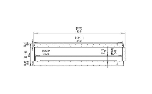 Ecosmart Fire Flex 122PN Peninsula Fireplace Insert - Black Finish / Stainless Steel Burner - ESF.FX.122PN