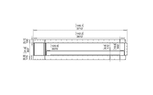 Ecosmart Fire Flex 140LC.BXL Left Corner Fireplace Insert - Black Finish / Stainless Steel Burner - ESF.FX.140LC.BXL