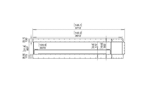 Ecosmart Fire Flex 140PN.BXR Peninsula Fireplace Insert - Black Finish / Stainless Steel Burner - ESF.FX.140PN.BXR
