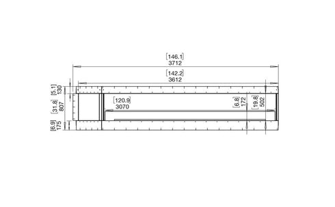 Ecosmart Fire Flex 140RC.BXL Right Corner Fireplace Insert - Black Finish / Stainless Steel Burner - ESF.FX.140RC.BXL