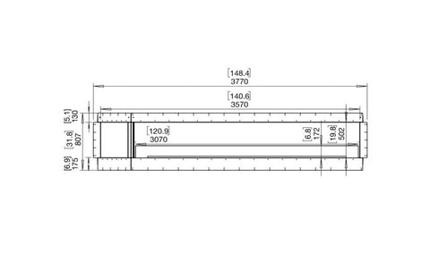 Ecosmart Fire Flex 140SS.BXL Single Sided Fireplace Insert - Black Finish / Stainless Steel Burner - ESF.FX.140SS.BXL