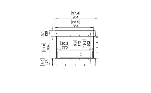 Ecosmart Fire Flex 32PN Peninsula Fireplace Insert - Black Finish / Stainless Steel Burner - ESF.FX.32PN