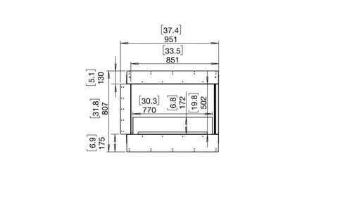 Ecosmart Fire Flex 32RC Right Corner Fireplace Insert - Black Finish / Stainless Steel Burner - ESF.FX.32RC