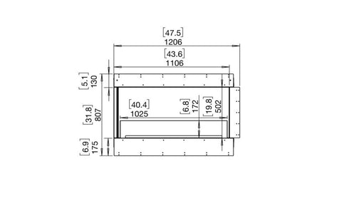 Ecosmart Fire Flex 42LC Left Corner Fireplace Insert - Black Finish / Stainless Steel Burner - ESF.FX.42LC