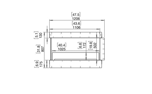 Ecosmart Fire Flex 42PN Peninsula Fireplace Insert - Black Finish / Black Burner - ESF.FX.42PN.B