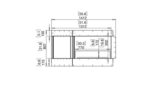 Ecosmart Fire Flex 50LC.BXL Left Corner Fireplace Insert - Black Finish / Stainless Steel Burner - ESF.FX.50LC.BXL