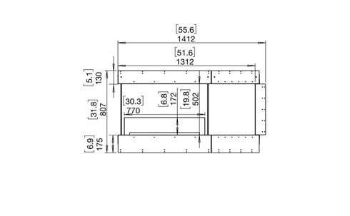 Ecosmart Fire Flex 50PN.BXR Peninsula Fireplace Insert - Black Finish / Stainless Steel Burner - ESF.FX.50PN.BXR