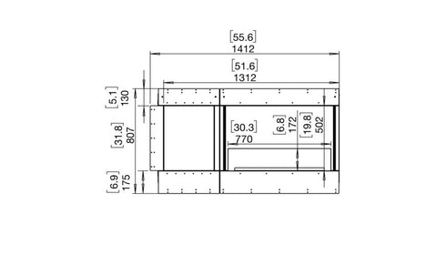 Ecosmart Fire Flex 50RC.BXL Right Corner Fireplace Insert - Black Finish / Stainless Steel Burner - ESF.FX.50RC.BXL