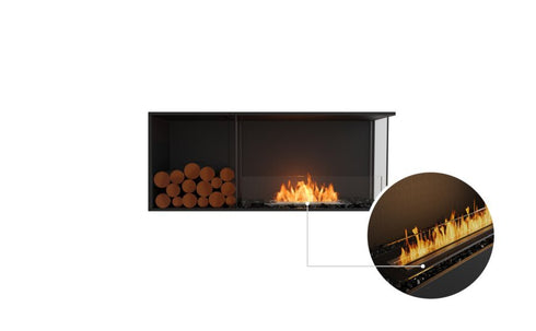 Ecosmart Fire Flex 50RC.BXL Right Corner Fireplace Insert - Black Finish / Black Burner - ESF.FX.50RC.BXL.B