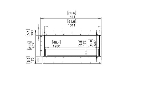 Ecosmart Fire Flex 50RC Right Corner Fireplace Insert - Black Finish / Black Burner - ESF.FX.50RC.B