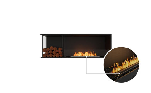 Ecosmart Fire Flex 60LC.BXL Left Corner Fireplace Insert - Black Finish / Black Burner - ESF.FX.60LC.BXL.B