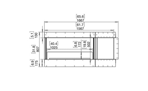 Ecosmart Fire Flex 60LC.BXR Left Corner Fireplace Insert - Black Finish / Black Burner - ESF.FX.60LC.BXR.B