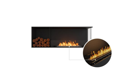 Ecosmart Fire Flex 60RC.BXL Right Corner Fireplace Insert - Black Finish / Black Burner - ESF.FX.60RC.BXL.B
