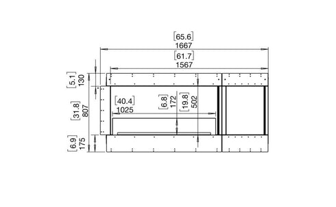 Ecosmart Fire Flex 60RC.BXR Right Corner Fireplace Insert - Black Finish / Black Burner - ESF.FX.60RC.BXR.B