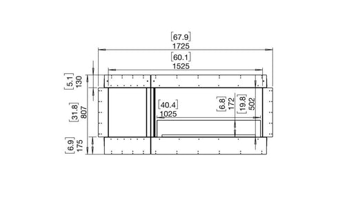 Ecosmart Fire Flex 60SS.BXL Single Sided Fireplace Insert - Black Finish / Stainless Steel Burner - ESF.FX.60SS.BXL
