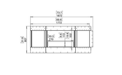 Ecosmart Fire Flex 68LC.BX2 Left Corner Fireplace Insert - Black Finish / Stainless Steel Burner - ESF.FX.68LC.BX2