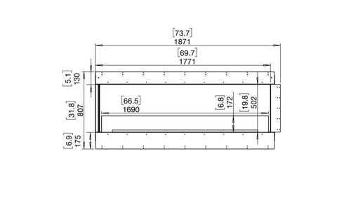 Ecosmart Fire Flex 68LC Left Corner Fireplace Insert - Black Finish / Black Burner - ESF.FX.68LC.B