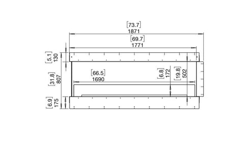 Ecosmart Fire Flex 68PN Peninsula Fireplace Insert - Black Finish / Stainless Steel Burner - ESF.FX.68PN