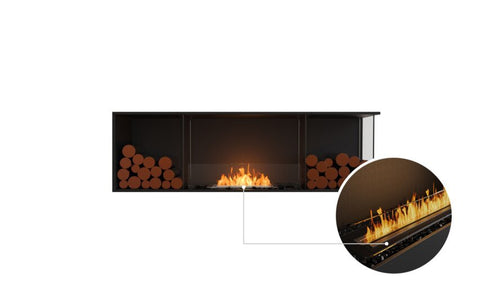 Ecosmart Fire Flex 68RC.BX2 Right Corner Fireplace Insert - Black Finish / Black Burner - ESF.FX.68RC.BX2.B