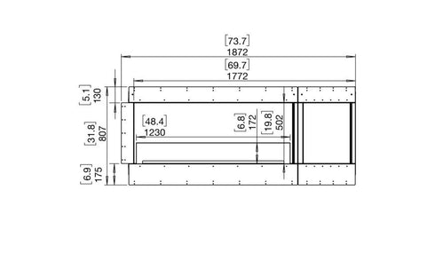 Ecosmart Fire Flex 68RC.BXR Right Corner Fireplace Insert - Black Finish / Stainless Steel Burner - ESF.FX.68RC.BXR