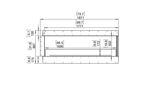 Ecosmart Fire Flex 68RC Right Corner Fireplace Insert - Black Finish / Black Burner - ESF.FX.68RC.B