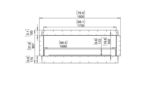 Ecosmart Fire Flex 68SS Single Sided Fireplace Insert - Black Finish / Black Burner - ESF.FX.68SS.B