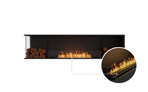 Ecosmart Fire Flex 86LC.BX2 Left Corner Fireplace Insert - Black Finish / Black Burner - ESF.FX.86LC.BX2.B