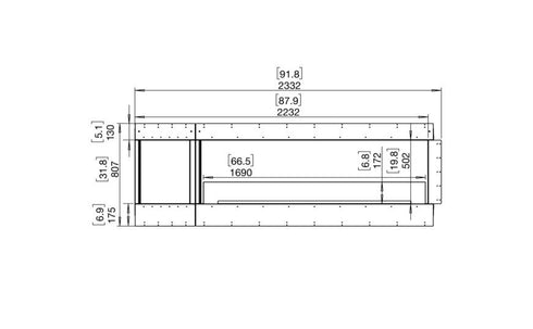 Ecosmart Fire Flex 86LC.BXL Left Corner Fireplace Insert - Black Finish / Stainless Steel Burner - ESF.FX.86LC.BXL