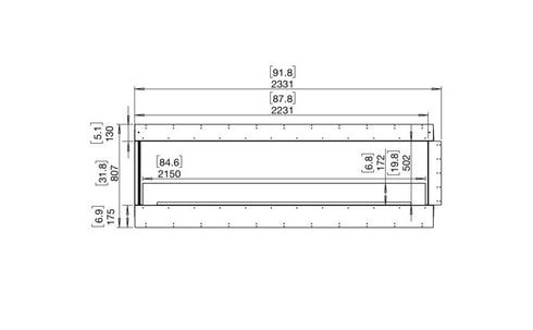 Ecosmart Fire Flex 86LC Left Corner Fireplace Insert - Black Finish / Stainless Steel Burner - ESF.FX.86LC