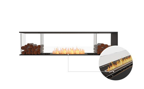 Ecosmart Fire Flex 86PN.BX2 Peninsula Fireplace Insert - Black Finish / Black Burner - ESF.FX.86PN.BX2.B