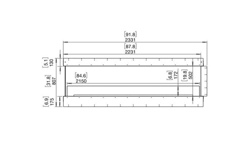 Ecosmart Fire Flex 86PN Peninsula Fireplace Insert - Black Finish / Stainless Steel Burner - ESF.FX.86PN