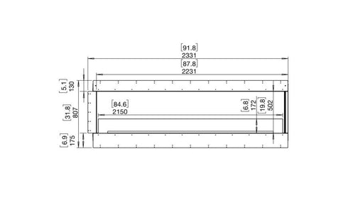Ecosmart Fire Flex 86RC Right Corner Fireplace Insert - Black Finish / Black Burner - ESF.FX.86RC.B