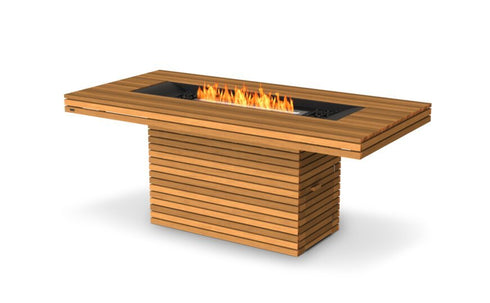 Ecosmart Fire Gin 90 (Bar) Fire Pit Table - Teak Finish / Stainless Steel Burner - ESF.O.GIN.90.B.TN