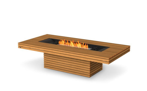 Ecosmart Fire Gin 90 (Chat)Fire Pit Table - Teak Finish / Stainless Steel Burner - ESF.O.GIN.90.C.TN