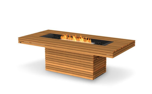Ecosmart Fire Gin 90 (Dining) Fire Pit Table - Teak Finish / Stainless Steel Burner - ESF.O.GIN.90.D.TN