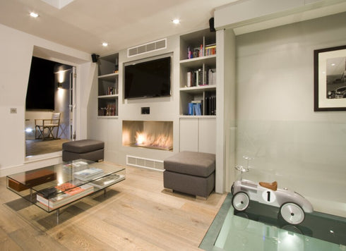 Ecosmart Fire Flex 50SS Single Sided Fireplace Insert - Black Finish / Stainless Steel Burner - ESF.FX.50SS