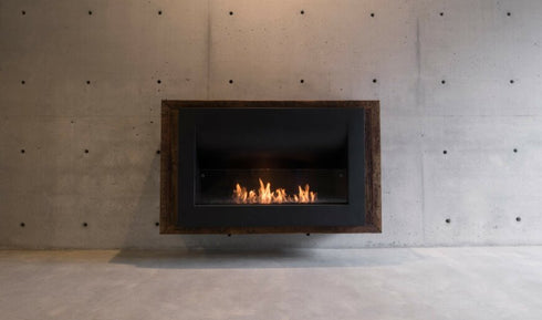 Ecosmart Fire Firebox 1100CV Curved Fireplace Insert - Black Finish / Stainless Steel Burner - ESF.F.1100CV