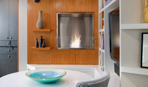 Ecosmart Fire Flex 32SS Single Sided Fireplace Insert - Black Finish / Stainless Steel Burner - ESF.FX.32SS