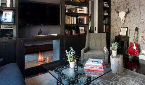 Ecosmart Fire Flex 32DB Double Sided Fireplace Insert - Black Finish / Black Burner - ESF.FX.32DB.B